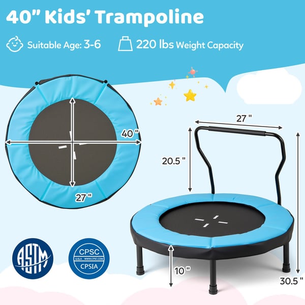 Børnefitness trampolcm, 102x77 cm, blå , Star