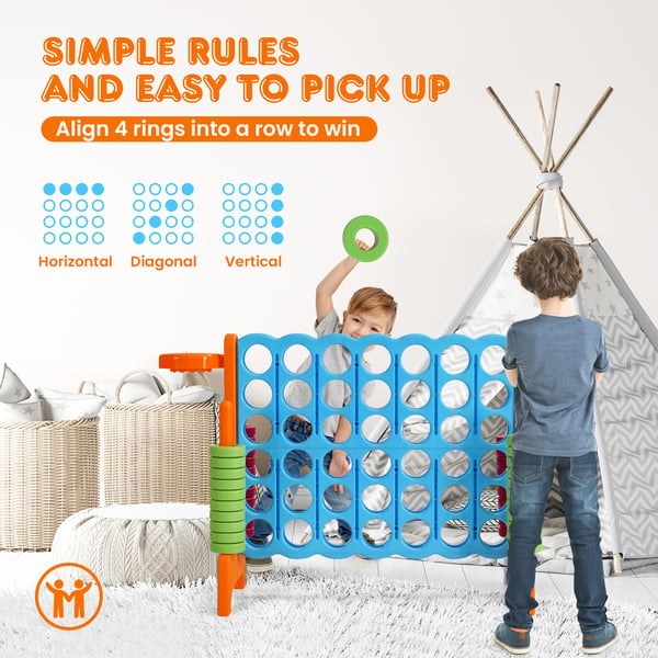 Kæmpe Spil Sæt, 2,5ft 4-i-Række, 33x13x30 in, Grøn/Blå , Star
