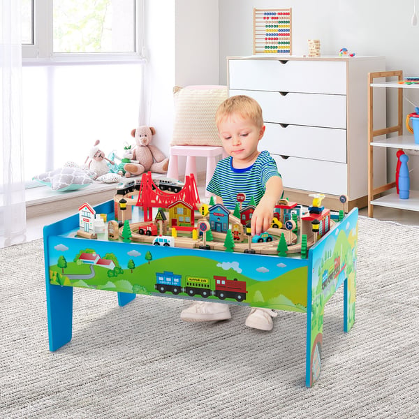 Puinen junarata ja pöytä, 83×60×41 cmtuumaa, monivärinen , Star