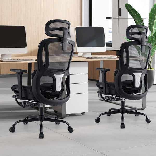 Toimistotuoli, ergonominen pyörivä tietokonetuoli kääntyvällä pääntuella, 75x66x113-120 cm, musta , Star