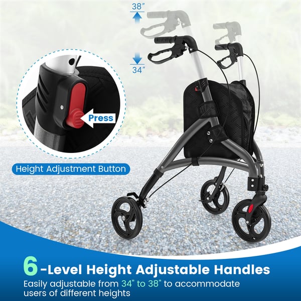 Rollator, 30,5×26,5×34-38 cm, Grå , Star
