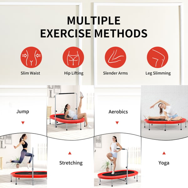 Trampolin, Foldbar Mini Fitness Rebounder til Børn, Rød, 2 Personer , Star