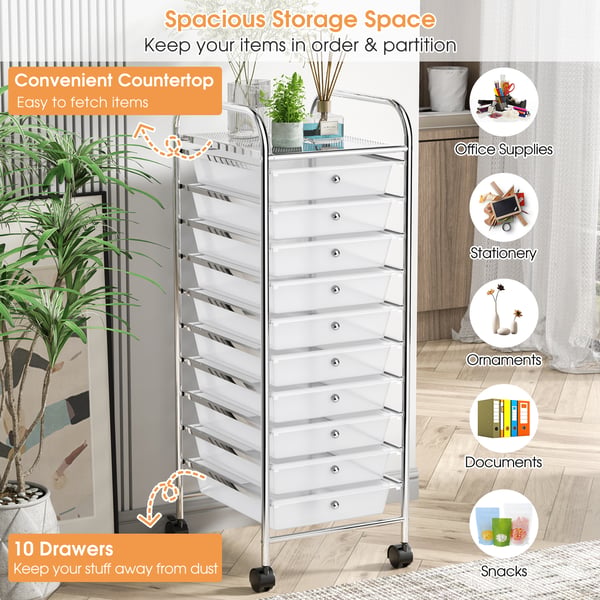 Rullende opbevaringsvogn, 33×38×86 cm, Hvid , Star