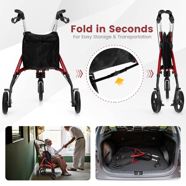 Rollator, 30,5x26,5x34-38cm, Rød , Star