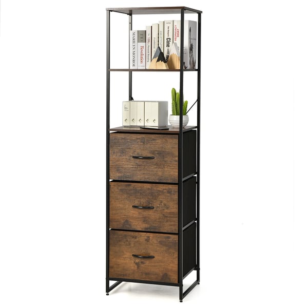 3-Skuffe Bogreol, 43x39x156 cm, Rustikt Brun , Star