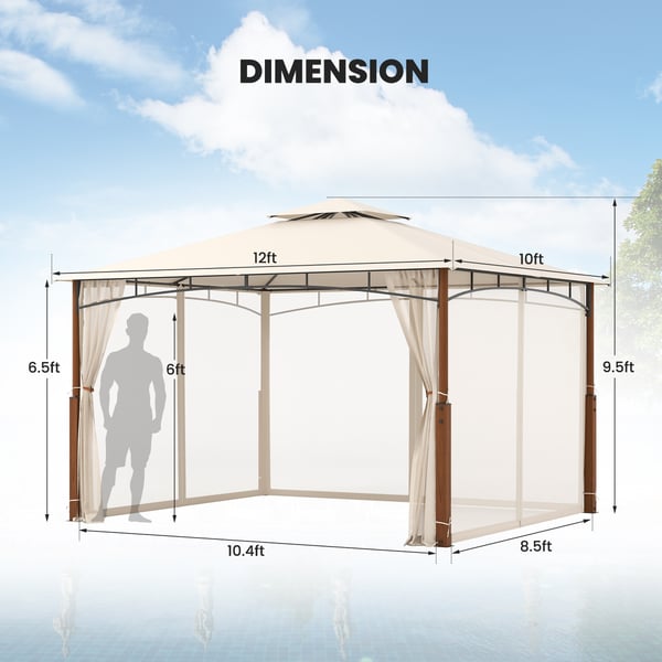Ulkoilmapatio paviljonki, 360x300x290 cm, Beige , Star