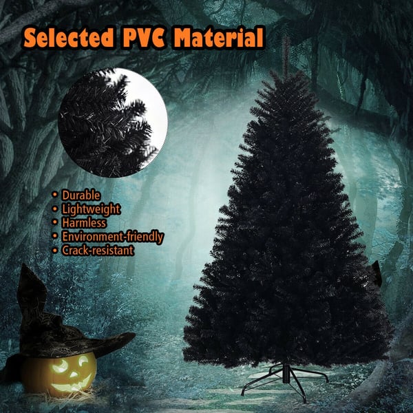 Kunstig Halloween juletræ, 130x225 cm, Sort , Star