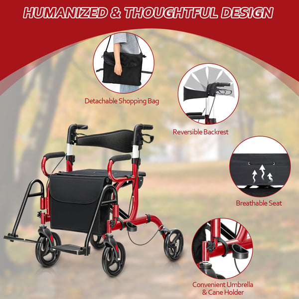 Rollator, 41x25x34-39cm, Röd , Star