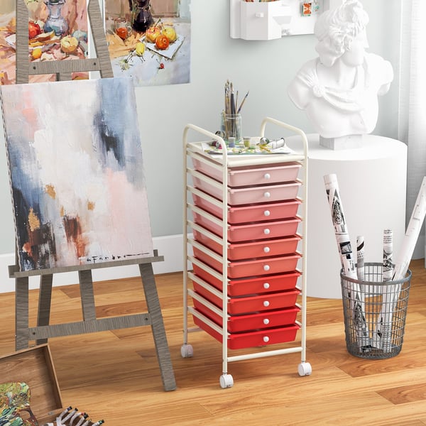 Rullende opbevaringsvogn, 33×38×86 cm, Pink , Star