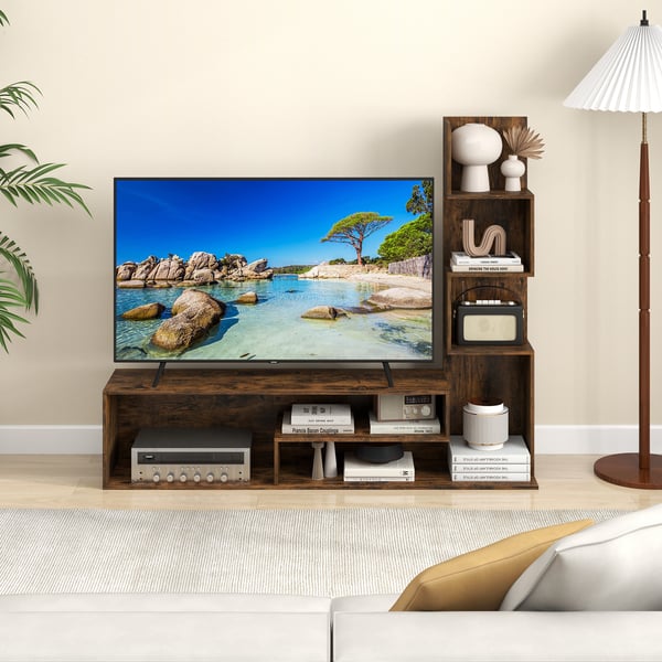 Medie konsolbord, 145x30x121 cm, Rustikt Brun/Hvid , Star