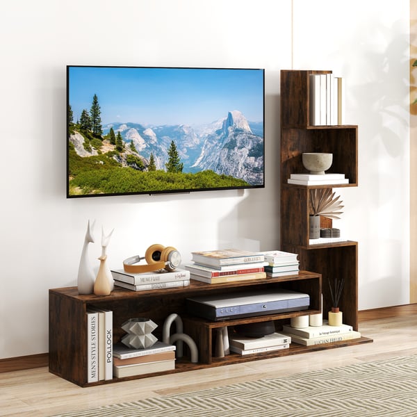 Medie konsolbord, 145x30x121 cm, Rustikt Brun/Hvid , Star