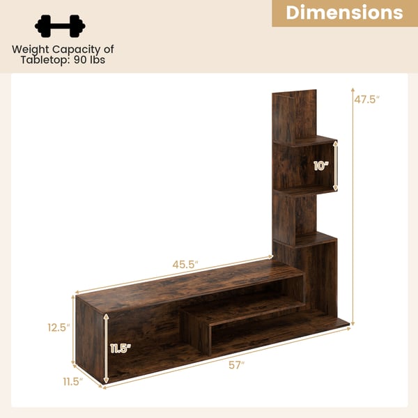 Medie konsolbord, 145x30x121 cm, Rustikt Brun/Hvid , Star