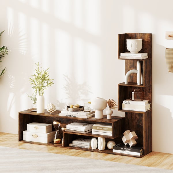 Medie konsolbord, 145x30x121 cm, Rustikt Brun/Hvid , Star