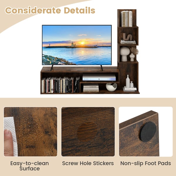 Medie konsolbord, 145x30x121 cm, Rustikt Brun/Hvid , Star