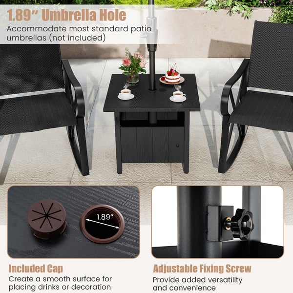 Udendørs Sidebord, 4,8 cm Paraplyhul, Sort , Star
