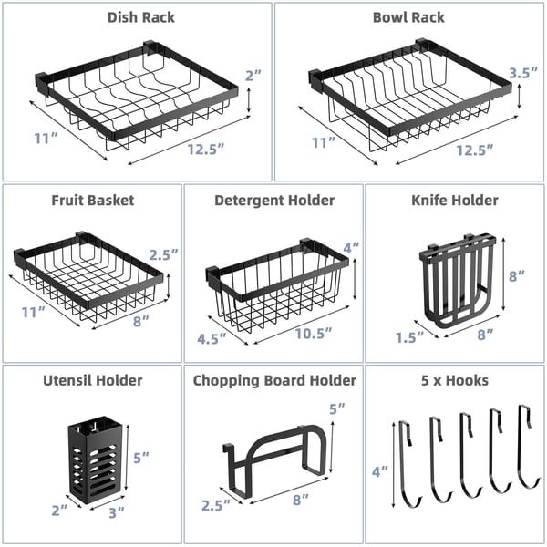 Over Sink Opvaskestativ, 53-99x30x53 cm, Sort , Star