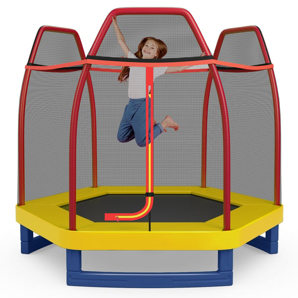 Trampolin, 7 fod børns rekreativ hoppe, 223x223x186 cm, Pink , Star