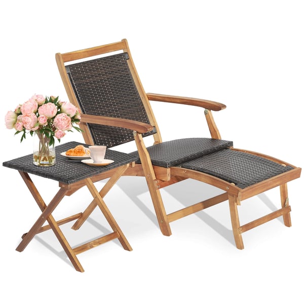 Terrasse Rattan Foldbar Loungestol, 46×46×46 cm, Brun , Star