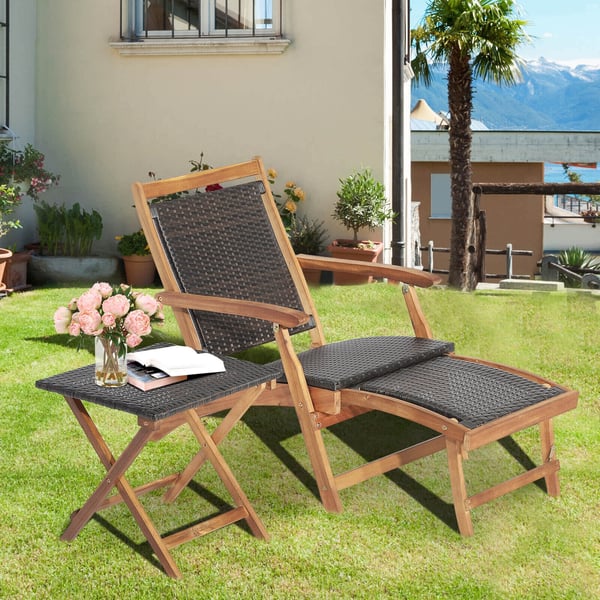 Terrasse Rattan Foldbar Loungestol, 46×46×46 cm, Brun , Star