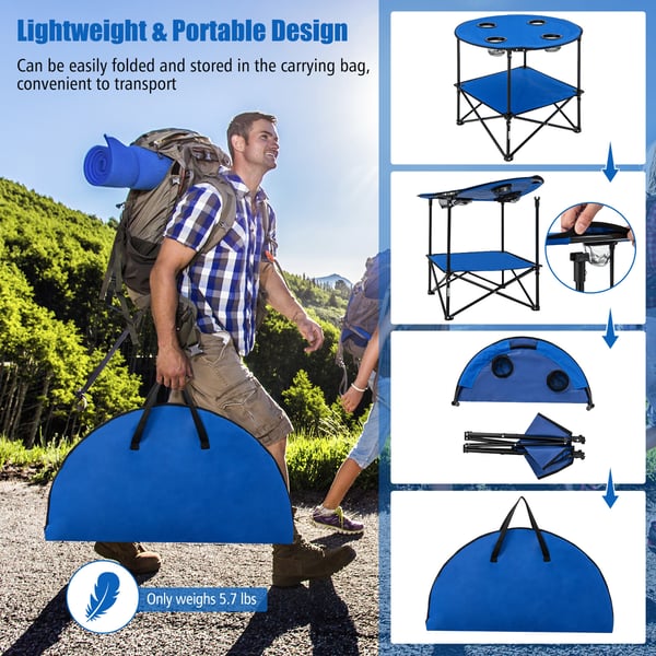 Transportabel picnicbord, 28,5"x23,5", Blå , Star