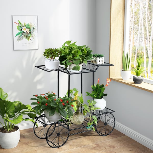 Havevogn Blomsterstativ, 32x10x30 cm, Sort , Star