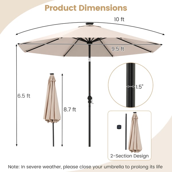 Uteparasoll, 290 cm, Beige , Star