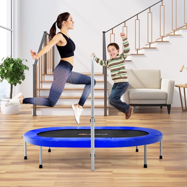 Studsmatta, Hopfällbar Mini Trampolin för 2 Personer, Blå , Star