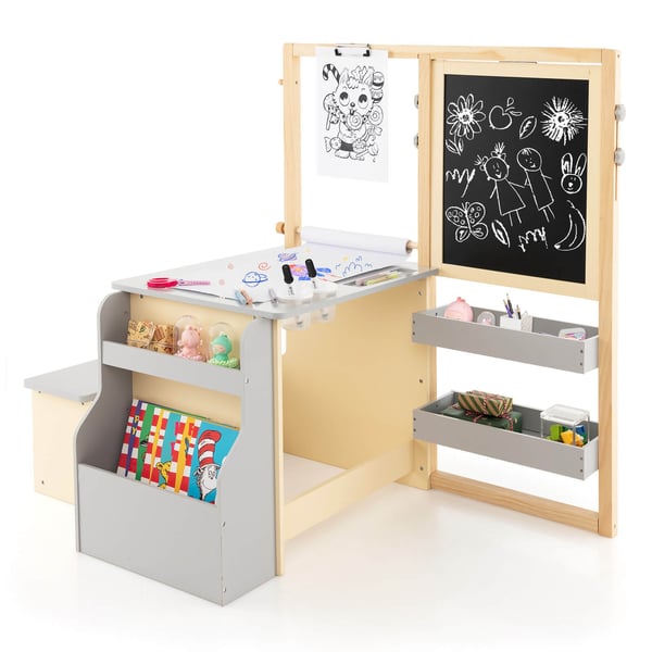 Konstcenterbord bänk set, 114x81x100 cm, Grå , Star