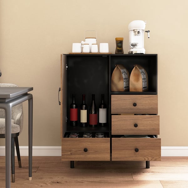 Buffé Sidobord, 4 Lådor, Svart , Star