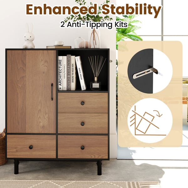 Buffé Sidobord, 4 Lådor, Svart , Star
