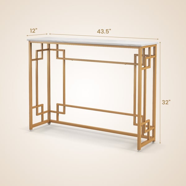 Konsolbord, 43,5"x12"x32", Hvid og Guld , Star