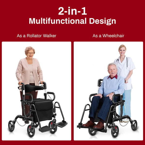 Rollator Walker, 104x64x86-99 cm, Rød , Star