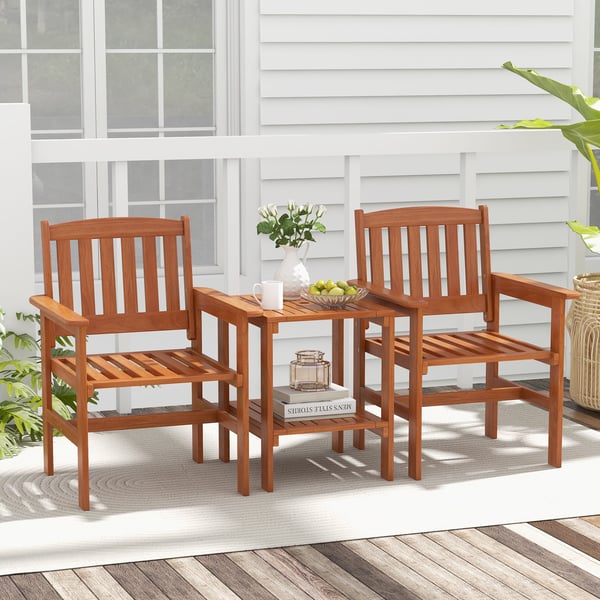 Patio Bistro -pöytä ja tuolit -setti, 62×60×88 cm, 46×53×58 cm, Luonnonväri , Star