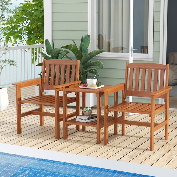 Terrasse Bistrobord og Stole Sæt, 62×60×88 cm, 46×53×58 cm, Natur , Star