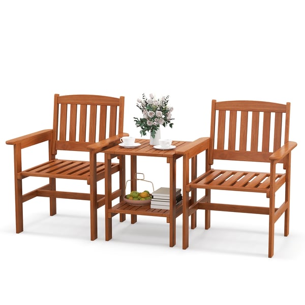 Terrasse Bistrobord og Stole Sæt, 62×60×88 cm, 46×53×58 cm, Natur , Star