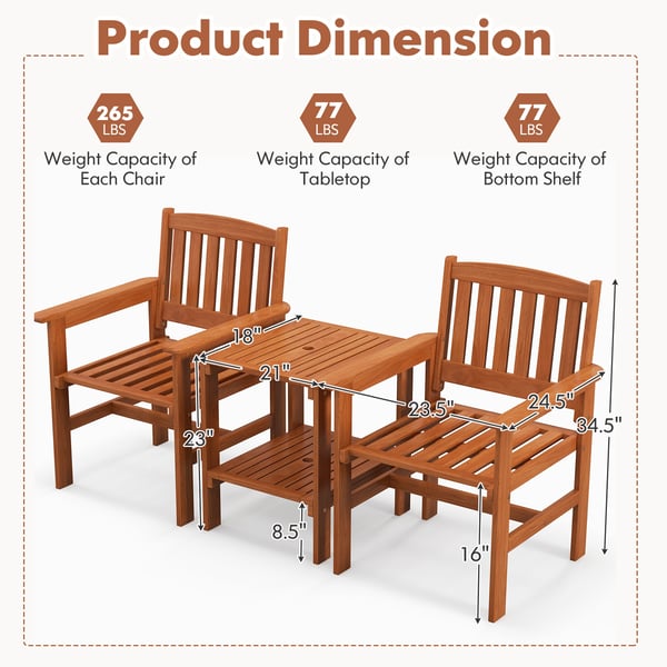 Terrasse Bistrobord og Stole Sæt, 62×60×88 cm, 46×53×58 cm, Natur , Star