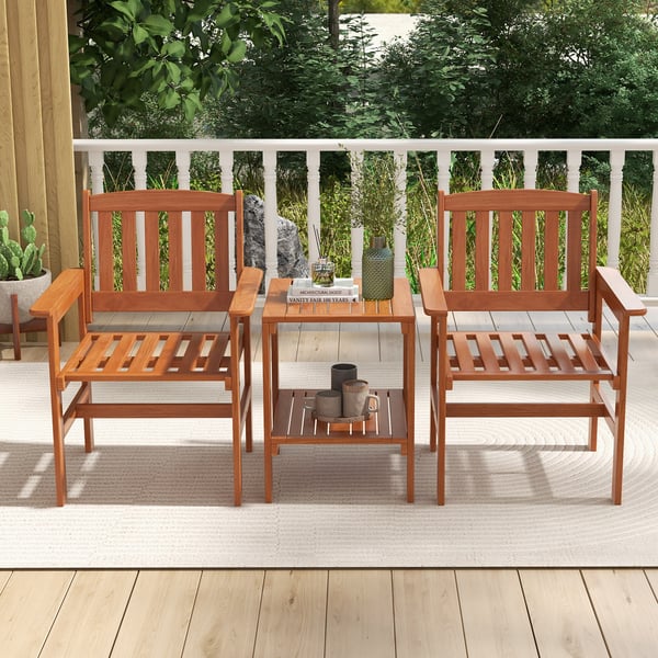 Terrasse Bistrobord og Stole Sæt, 62×60×88 cm, 46×53×58 cm, Natur , Star