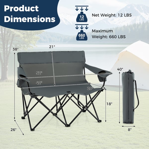 Campingstol, 135x66x96 cm, Grå , Star