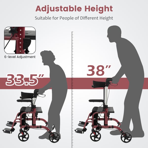 Rollator, 40,5x25x33,5-38 in, Rød , Star