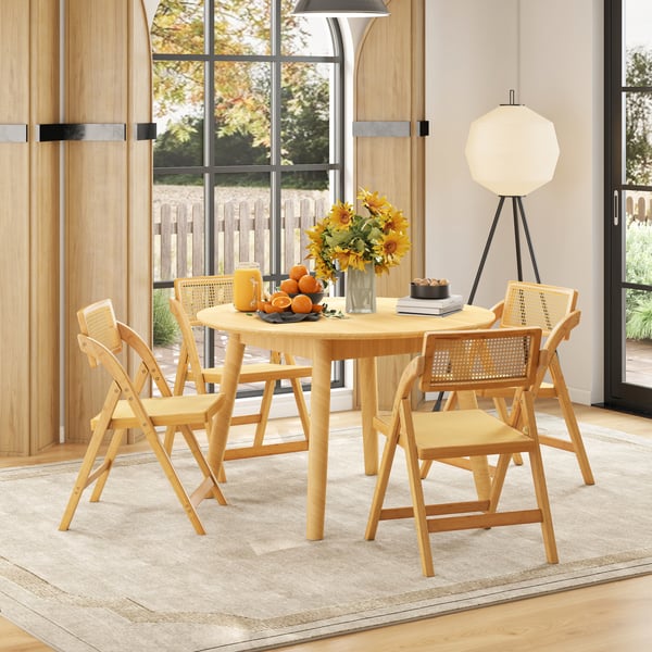 Sammenklappelige stole, Boho Accent Rattan Cane sæt af 2, 56x49x80 cm, Naturfarvet , Star