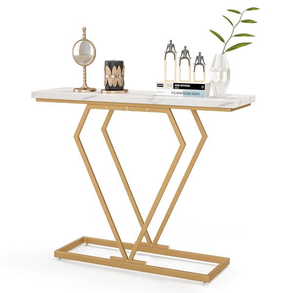 Konsolbord, 39,5"x11,5"x31,5", Hvid og Guld , Star