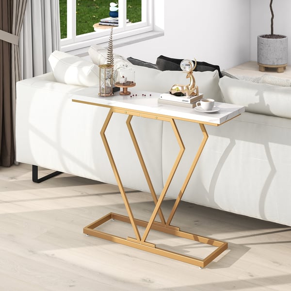 Konsolbord, 39,5"x11,5"x31,5", Hvid og Guld , Star