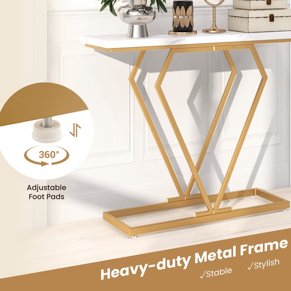 Konsolbord, 39,5"x11,5"x31,5", Hvid og Guld , Star
