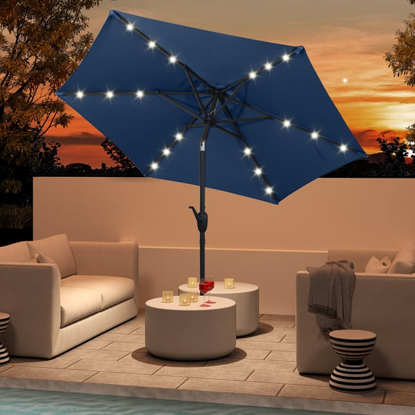 Terrasseparasol med LED-solbelysning, 230x230x225 cm, Grå , Star