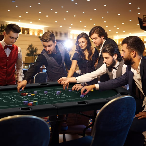 Pokeripöytä, 1,8m taitettava pokeripöytä Blackjack Texas Hold’em -kasinoviihdepeliin, 182x82x75 cm, Vihreä , Star