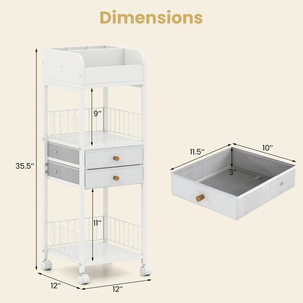 Hudplejeorganizer Vogn, 30x30x90 cm, Hvid , Star