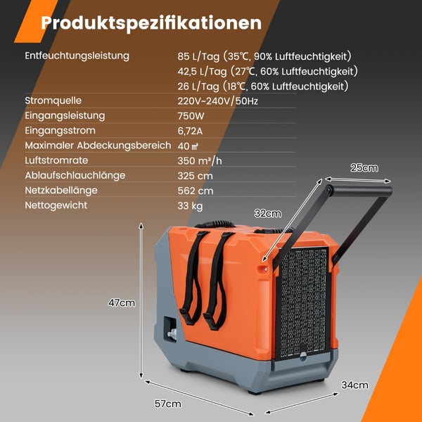 Erhvervsaffugter, 57x34x47 cm, Orange og Grå , Star