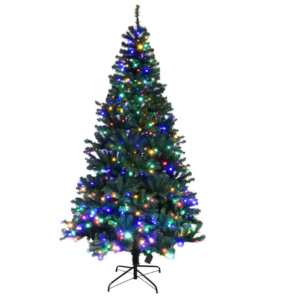 Kunstig juletræ, 210 cm, Farverig og varm hvid , Star