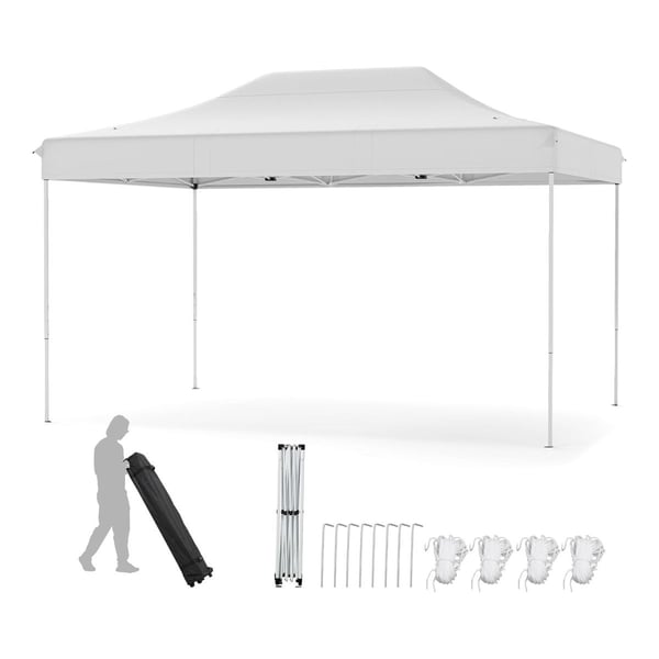 Foldbar pavillon, 445x300x313-333 cm, Hvid , Star