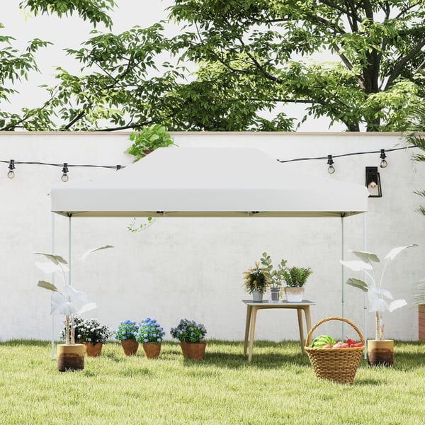 Foldbar pavillon, 445x300x313-333 cm, Hvid , Star